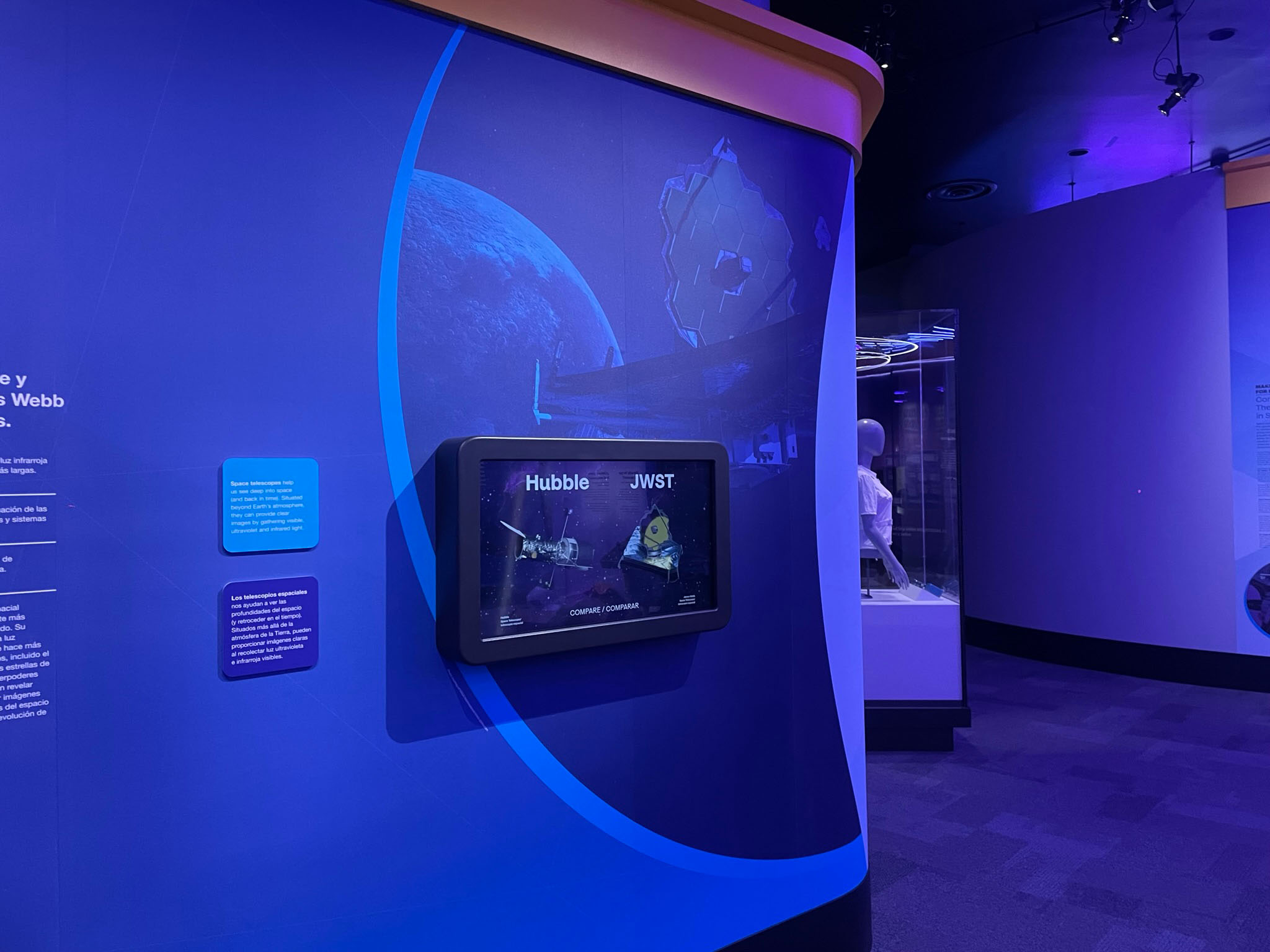 JWST Hubble image compare app on touchscreen display